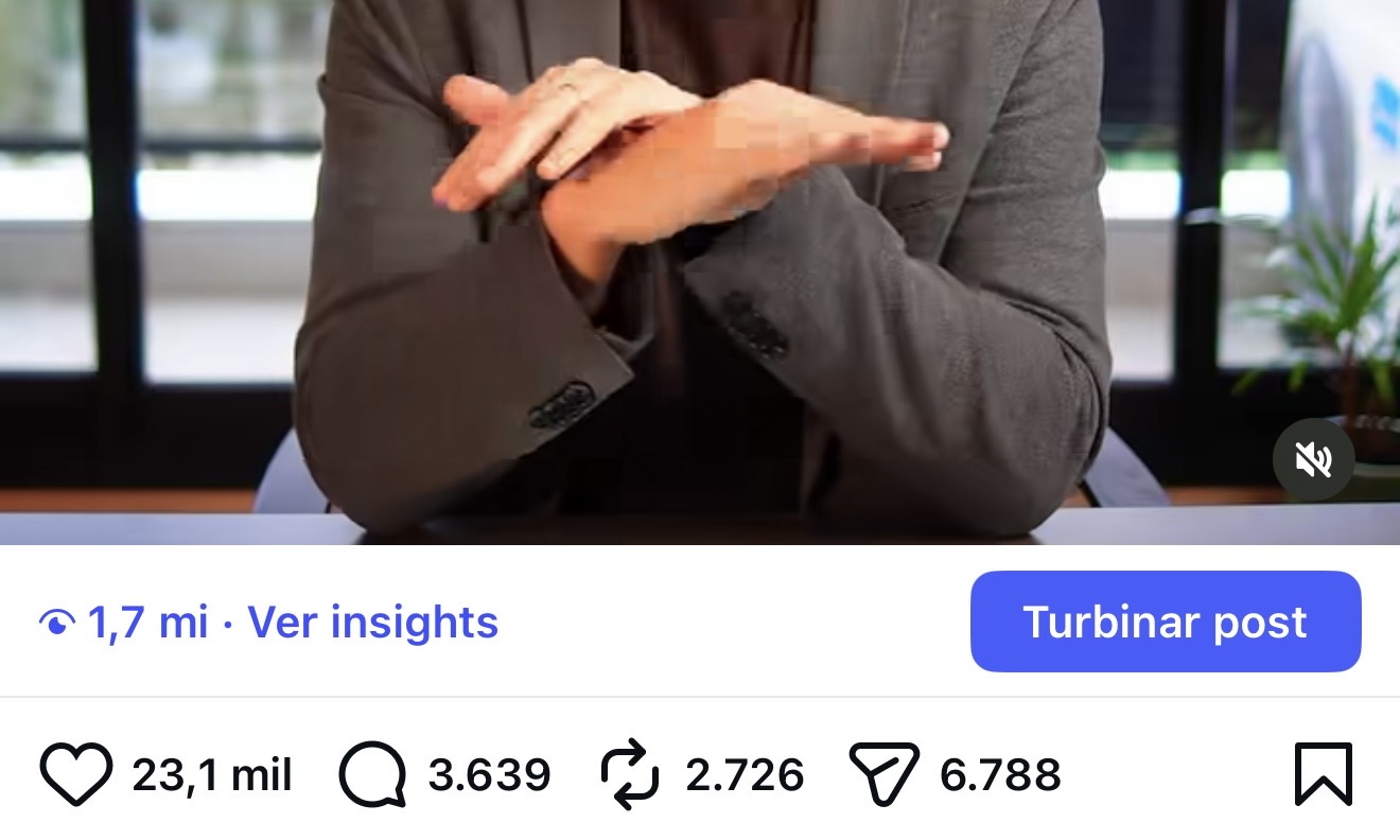 Post do Instagram com 1,7 milhão de views e 23,1 mil curtidas