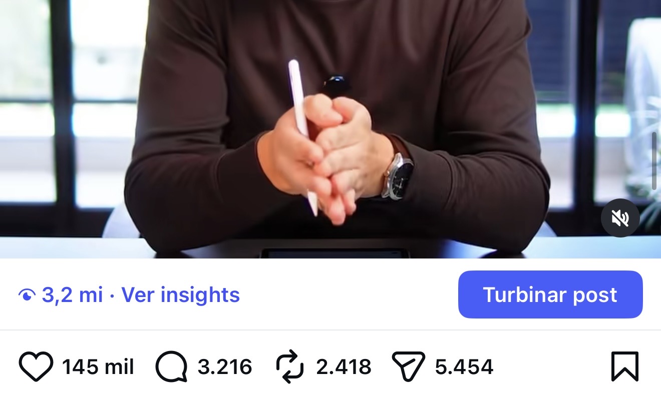 Post do Instagram com 3,2 milhões de views e 145 mil curtidas