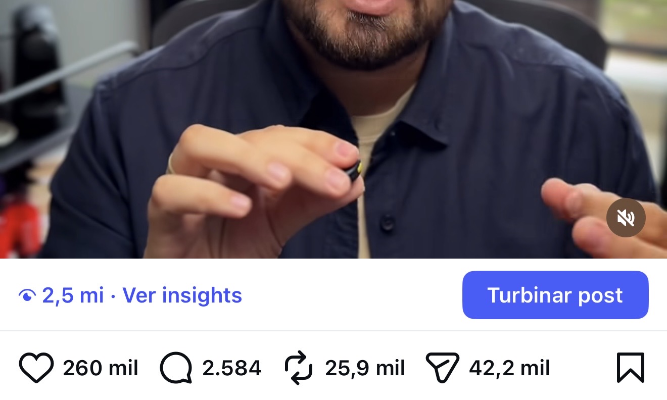 Post do Instagram com 2,5 milhões de views e 260 mil curtidas
